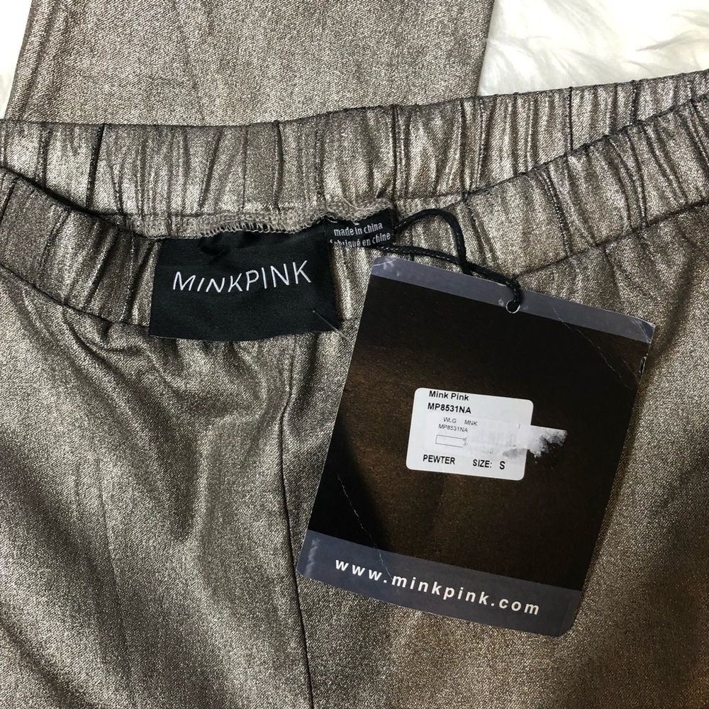 Minkpink metallic pewter zipper leggings small - Picture 5 of 6